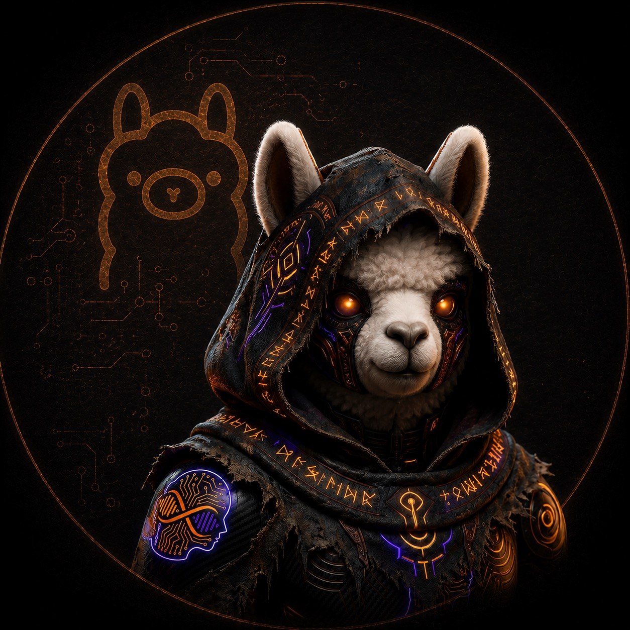 Lama cybernetique representant Ollama et IA locale